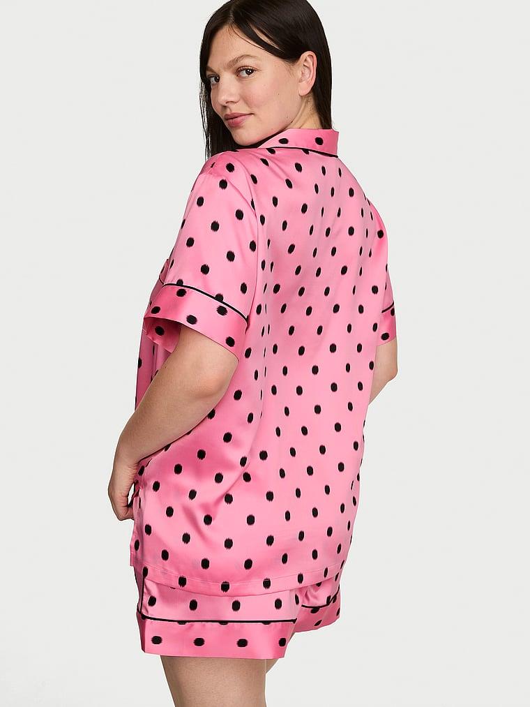 Glazed Saten Sortlu Pijama Takimi arka görünümü