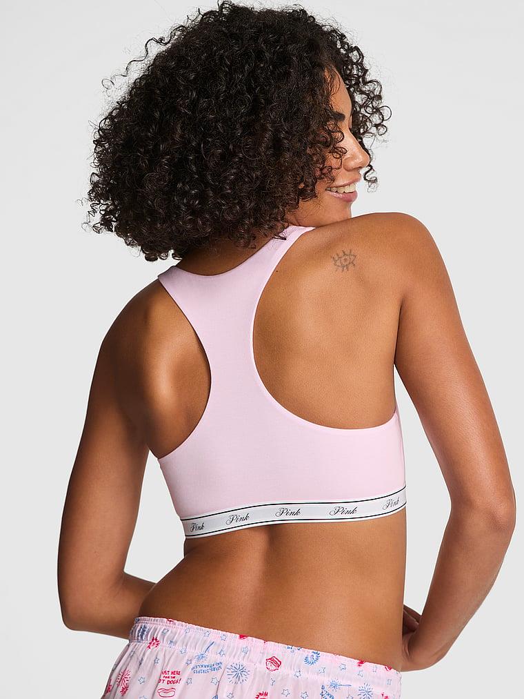 Pink Pamuklu Racerback Logolu Bralet arka görünümü
