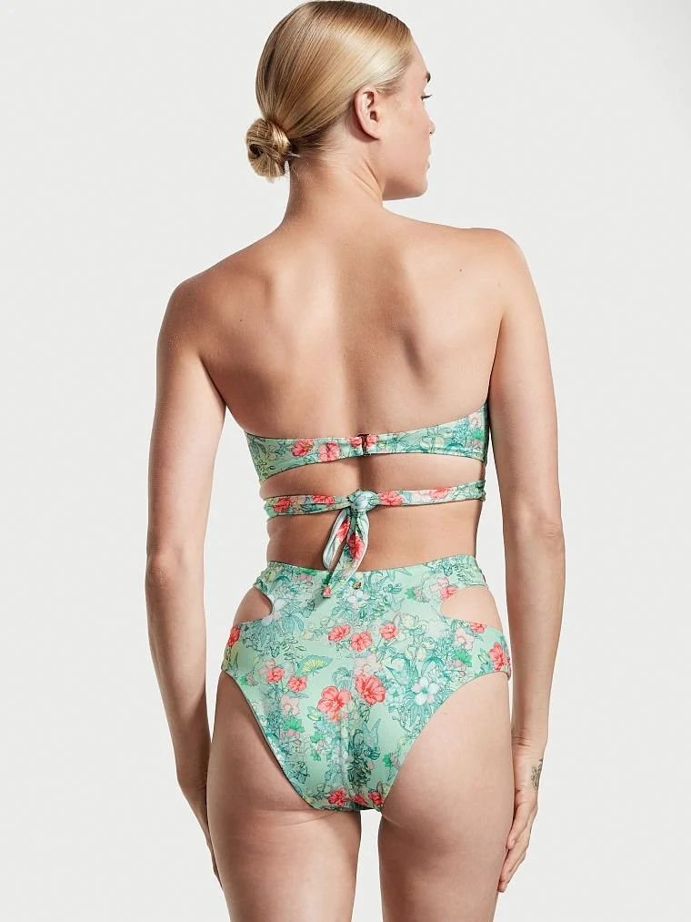 Cutout Detayli Yüksek Bel Cheeky Bikini Alti arka görünüm