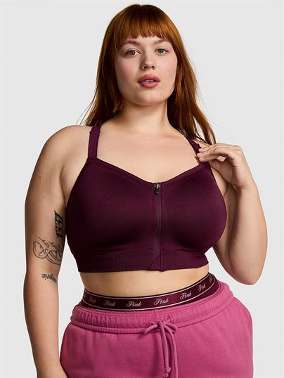 Pink Seamless Air Yogun Destekli Sporcu Sütyeni ön görünüm