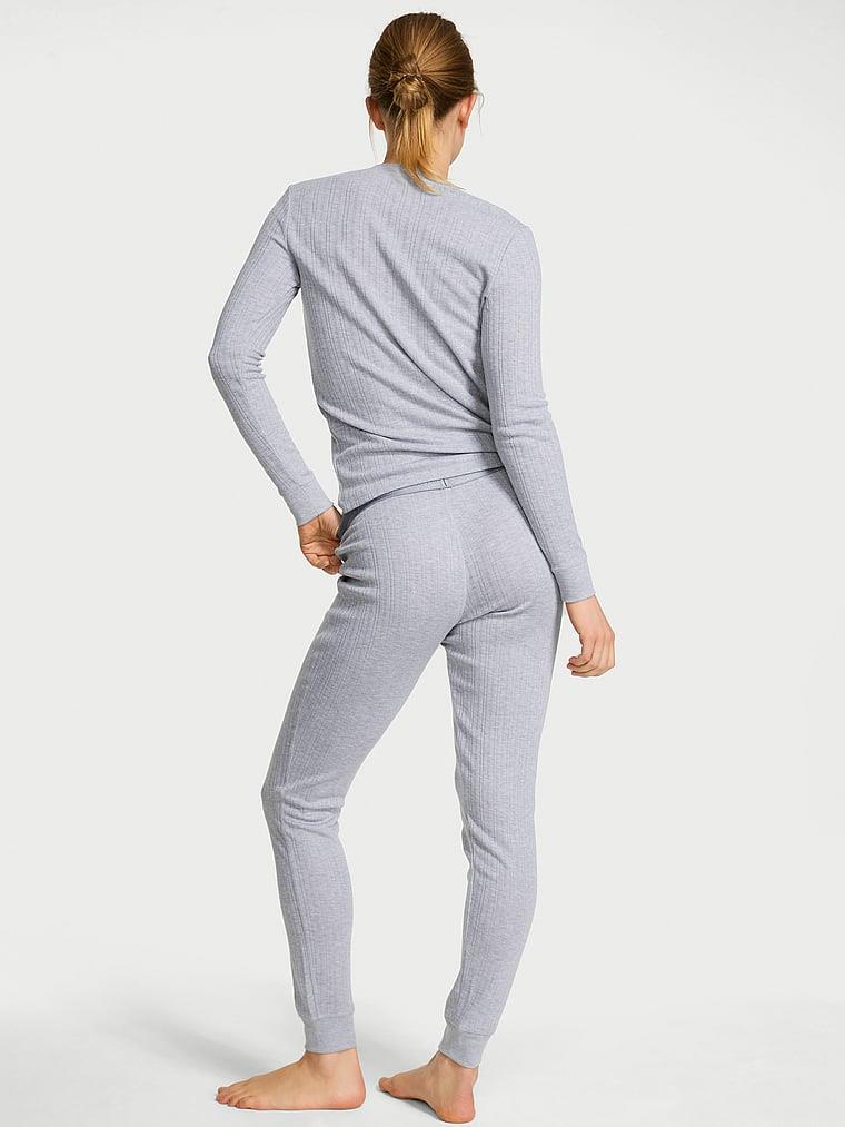 Pointelle Henley Uzun Pijama Takimi arka görünüm