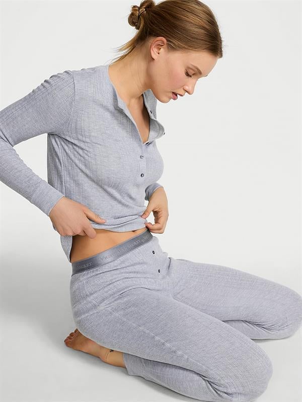Pointelle Henley Uzun Pijama Takimi
