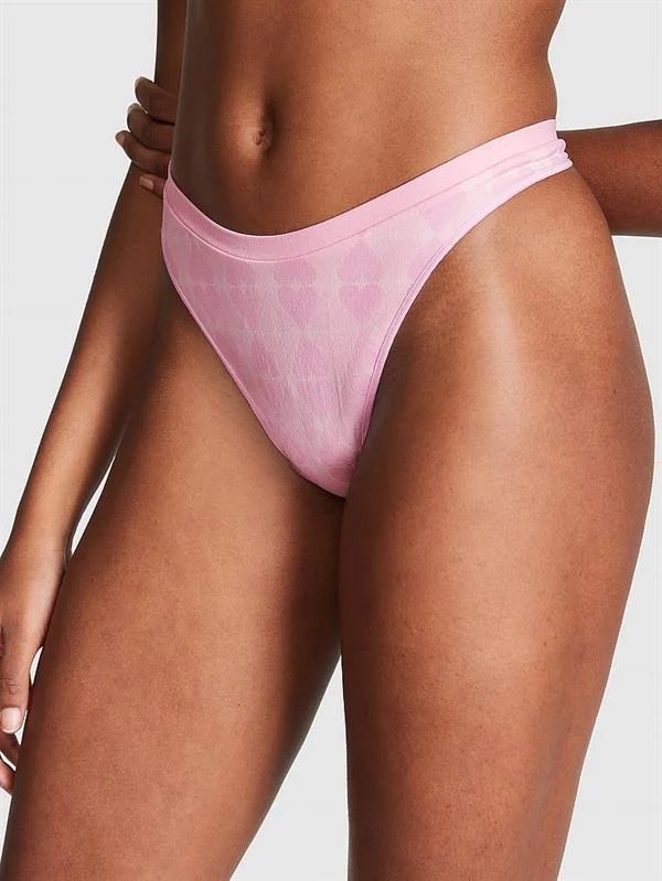 Pink Seamless Yüksek Bel Tanga Kulot