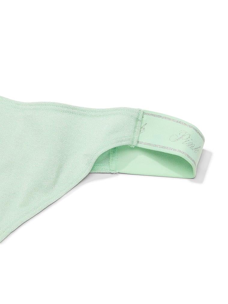 Pink Logolu Pamuklu Işıltılı Derin Bacak Kesim Tanga arka görünüm