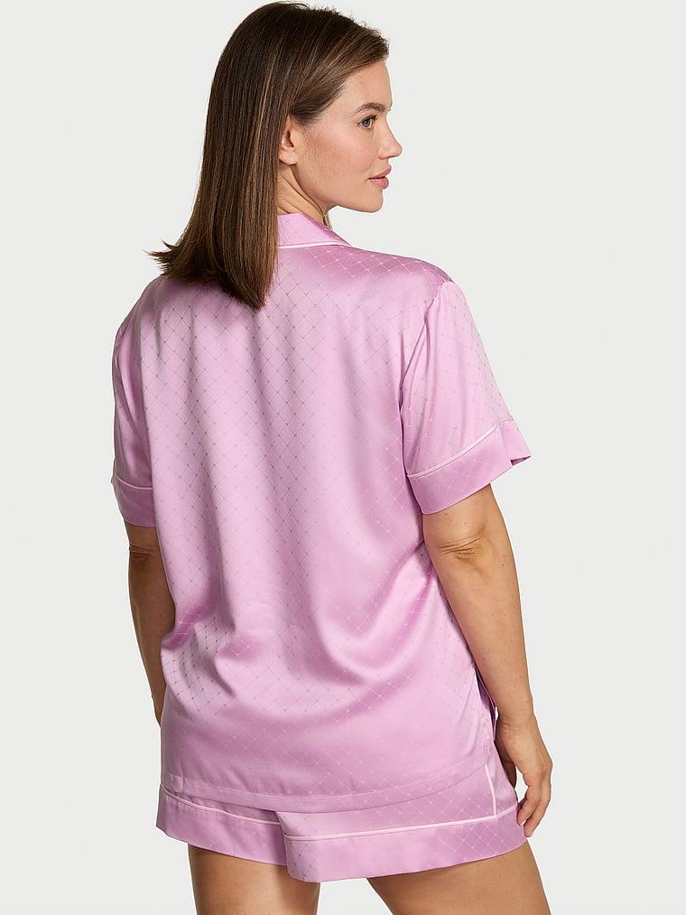 Glazed Saten Kalpli Kısa Pijama Takimi arka görünümü