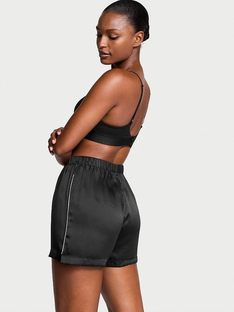 Işıltılı Logo Detayli Saten Boxer arka görünüm