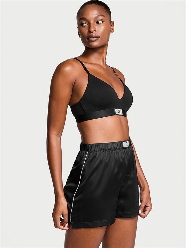 Işıltılı Logo Detayli Saten Boxer