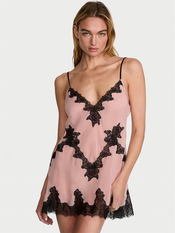 Sifon Dantelli Mini Askili Gecelik