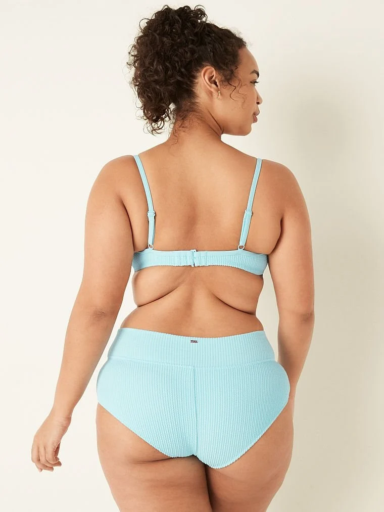 Pink Krinkil Kumas Yüksek Bel Shortie Bikini Alti arka görünüm