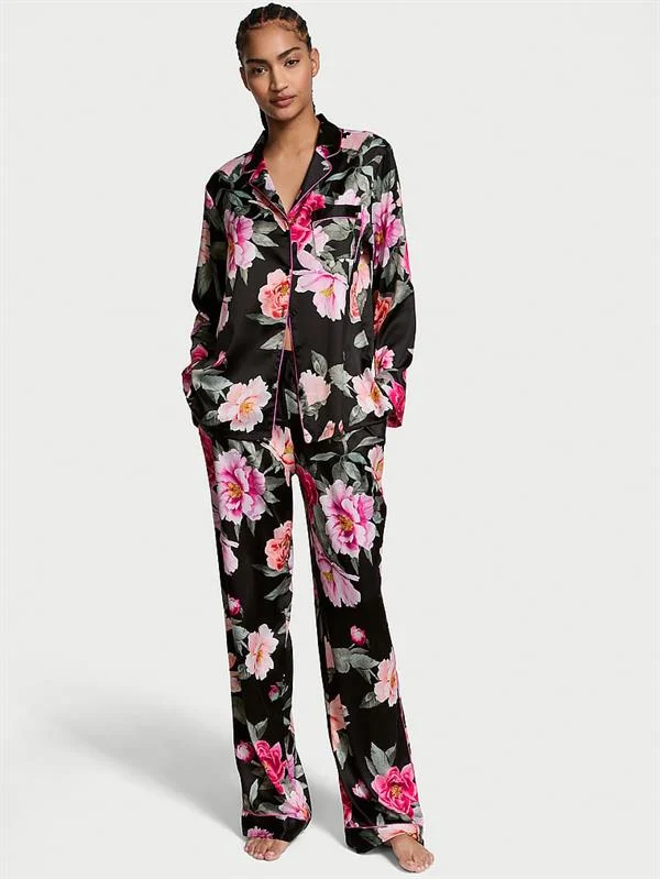 Victorias Secret Fashion Show 24 Parlak Saten Uzun Pijama Takimi