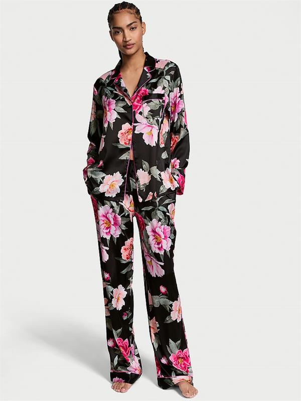 Victorias Secret Fashion Show 24 Parlak Saten Uzun Pijama Takimi