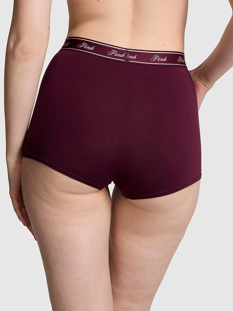 Pink Logolu Pamuklu Yüksek Bel Boyshort Kulot arka görünümü