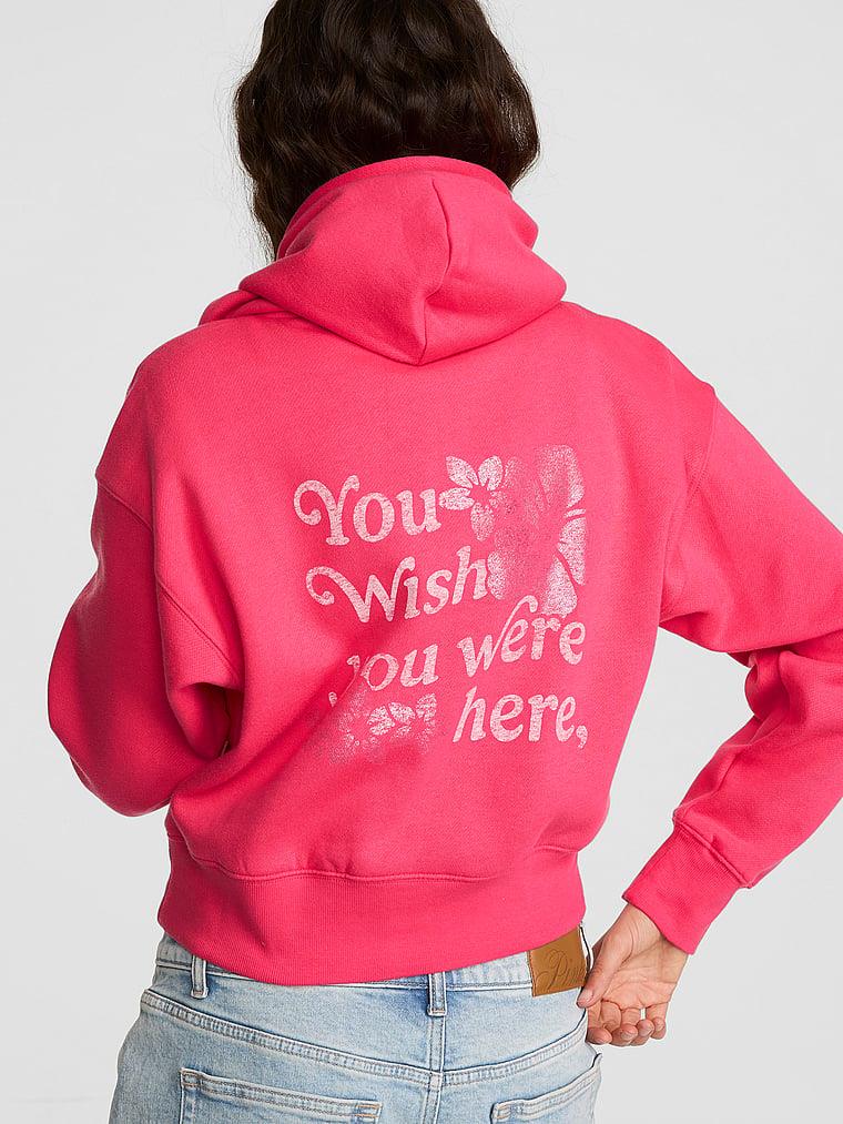Pink Dar Kesim Fermuarli Kapusonlu Sweatshirt arka görünüm