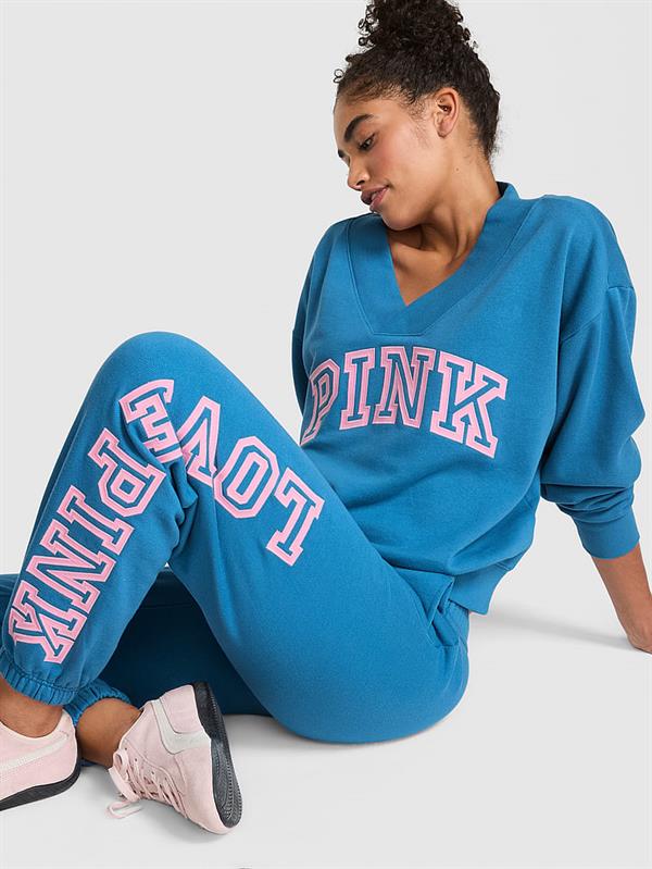 PINK V Yaka Sweatshirt