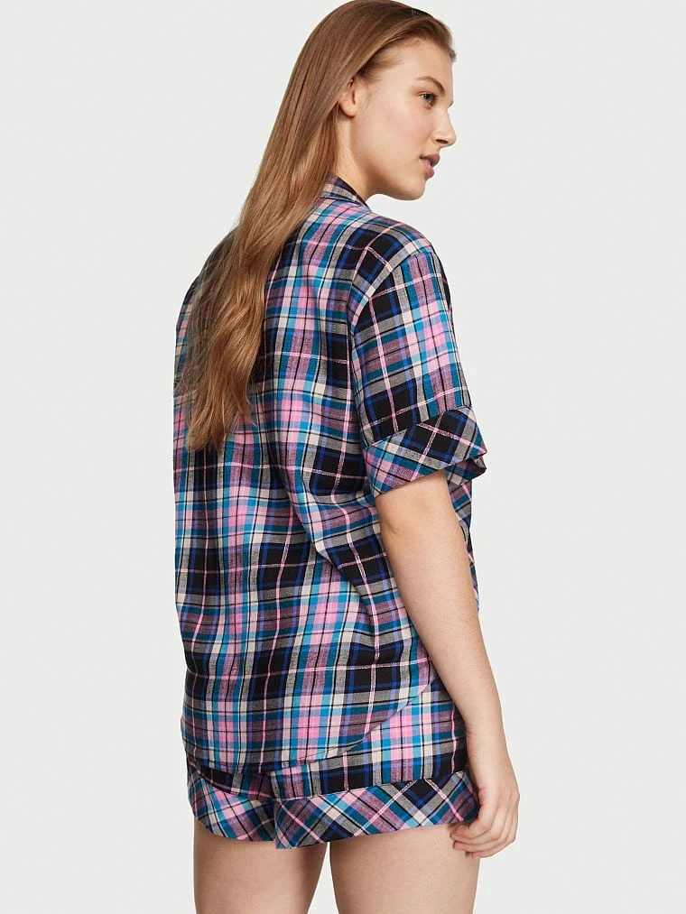 Flannel Sortlu Pijama Takimi arka görünüm