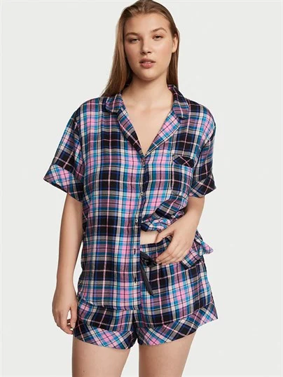 Flannel Sortlu Pijama Takimi ön görünüm