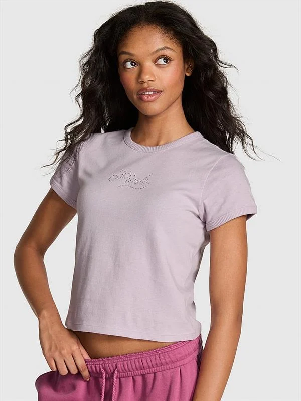 Pink Retro Pamuklu Tisort ön görünüm