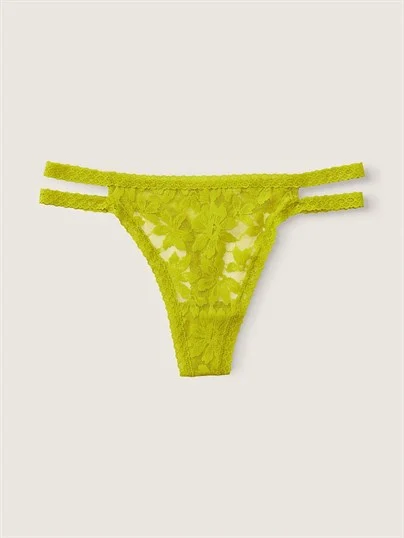 Pink Dantel Seritli Tanga Kulot