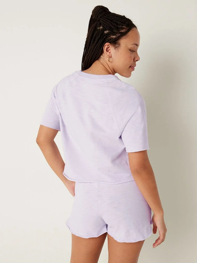 Pink Summer Lounge Cotton Short Sleeve T Shirt arka görünüm