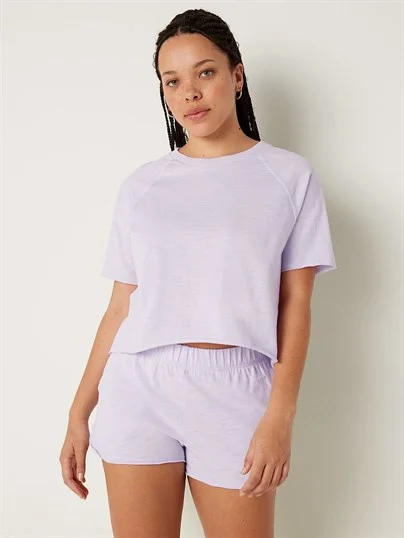 Pink Summer Lounge Cotton Short Sleeve T Shirt ön görünüm