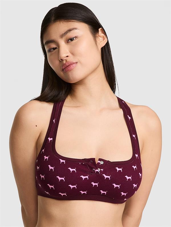 Pink Pamuklu Racerback Bralet