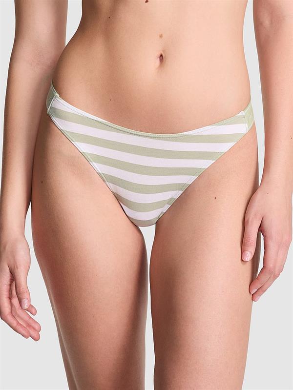 Pink Logolu Pamuklu Derin Bacak Kesim Tanga