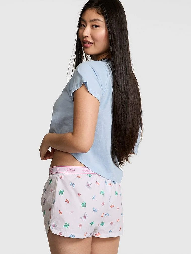 Pink Bol Kesimli Pamuklu Pijama Sortu arka görünüm