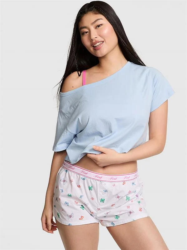 Pink Bol Kesimli Pamuklu Pijama Sortu