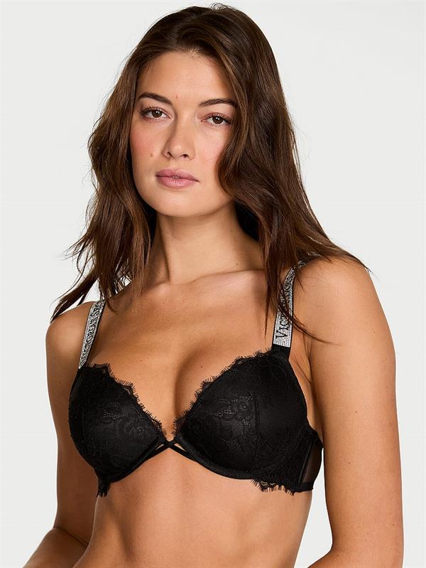Işıltılı Askili Dantelli Push Up Sütyen ön görünüm