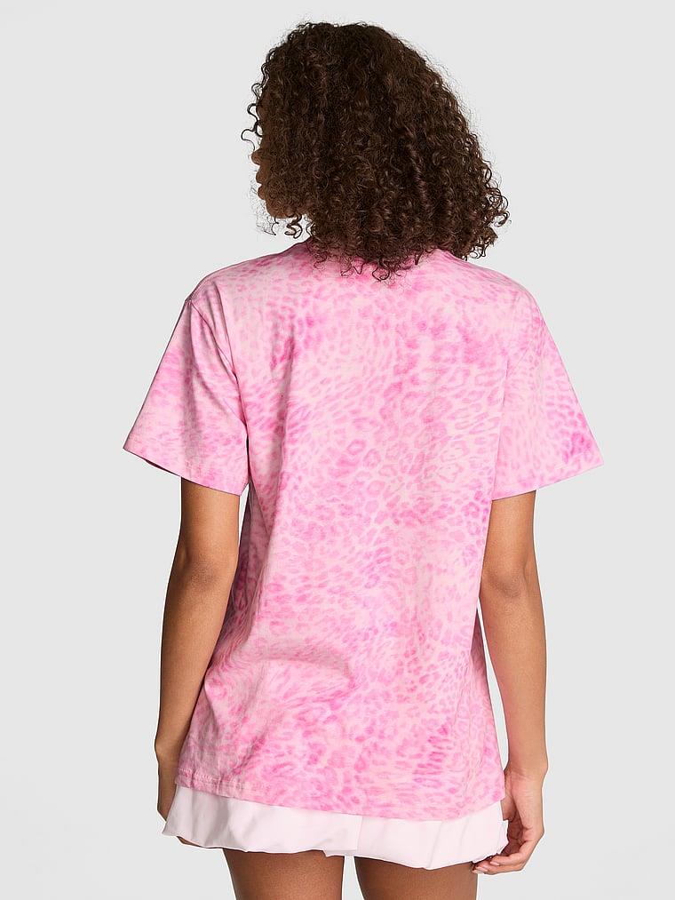 Pink Oversize Kısa Kollu Kampus Tisort arka görünümü
