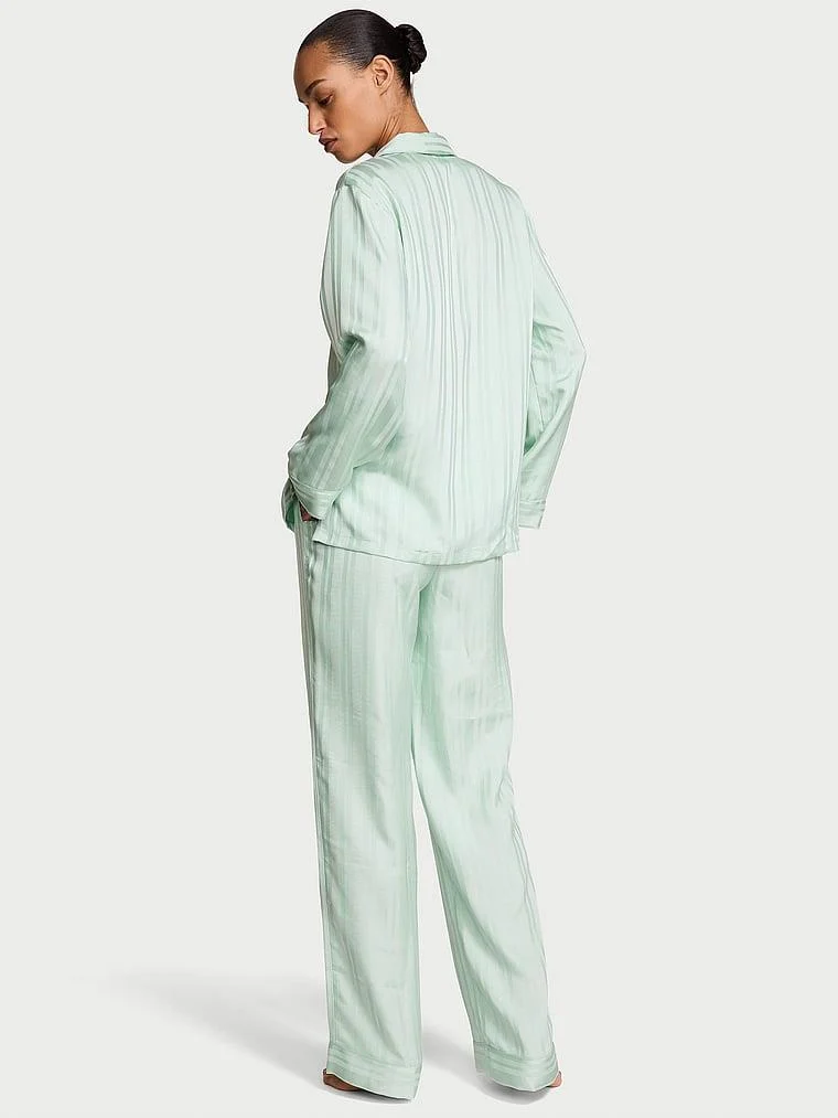 Glazed Saten Uzun Pijama Takimi arka görünümü