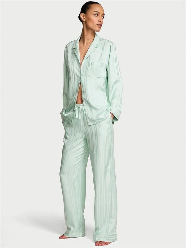 Glazed Saten Uzun Pijama Takimi