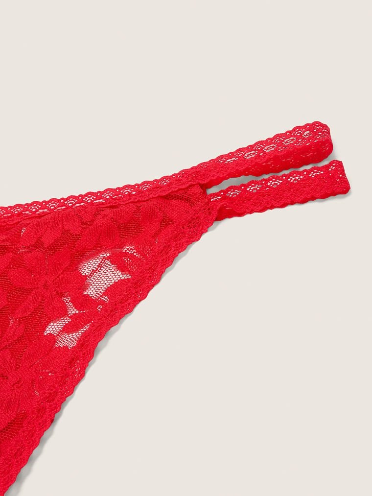 Pink Dantel Seritli Tanga Kulot arka görünümü