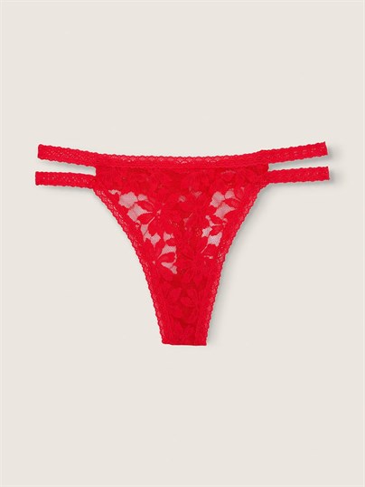 Pink Dantel Seritli Tanga Kulot