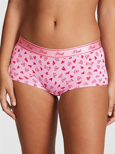 Pink Logolu Pamuklu Boyshort Kulot