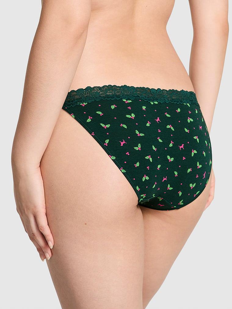 Pink Pamuklu Dantel Kenarli Bikini Kulot arka görünüm