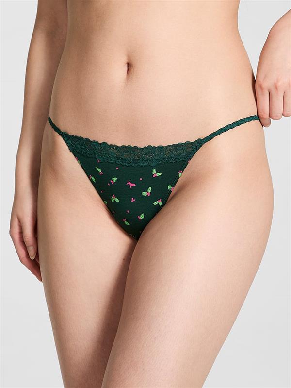 Pink Pamuklu Dantel Kenarli Bikini Kulot