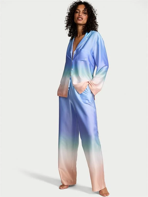 Glazed Saten Ombr%C3%A9 Uzun Pijama Takimi ön görünüm