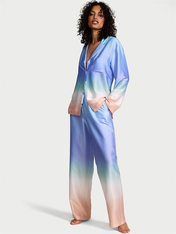 Glazed Saten Ombr%C3%A9 Uzun Pijama Takimi