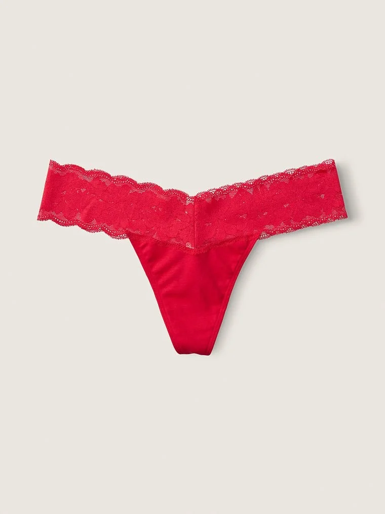 Pink Everyday Dantel Detayli Pamuk Tanga Kulot arka görünüm