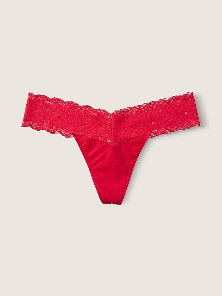 Pink Everyday Dantel Detayli Pamuk Tanga Kulot arka görünümü