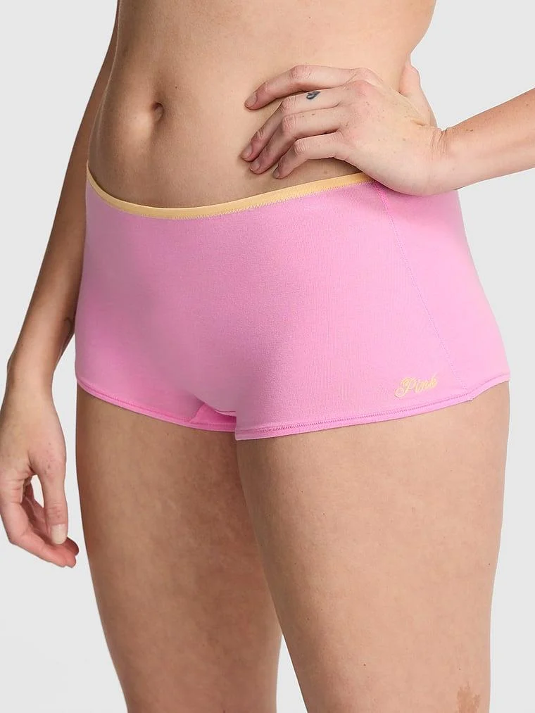 Pink Logolu Pamuklu Boyshort Kulot arka görünüm