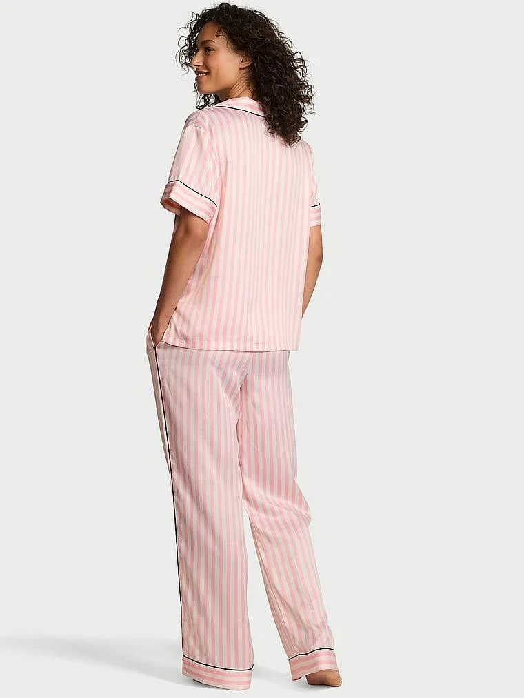 Saten Kısa Kollu Pijama Takimi arka görünüm