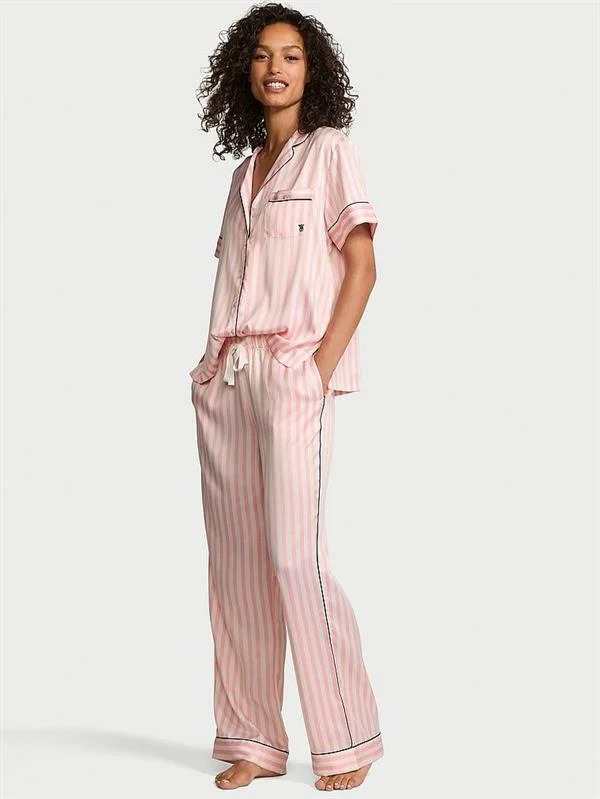Saten Kısa Kollu Pijama Takimi