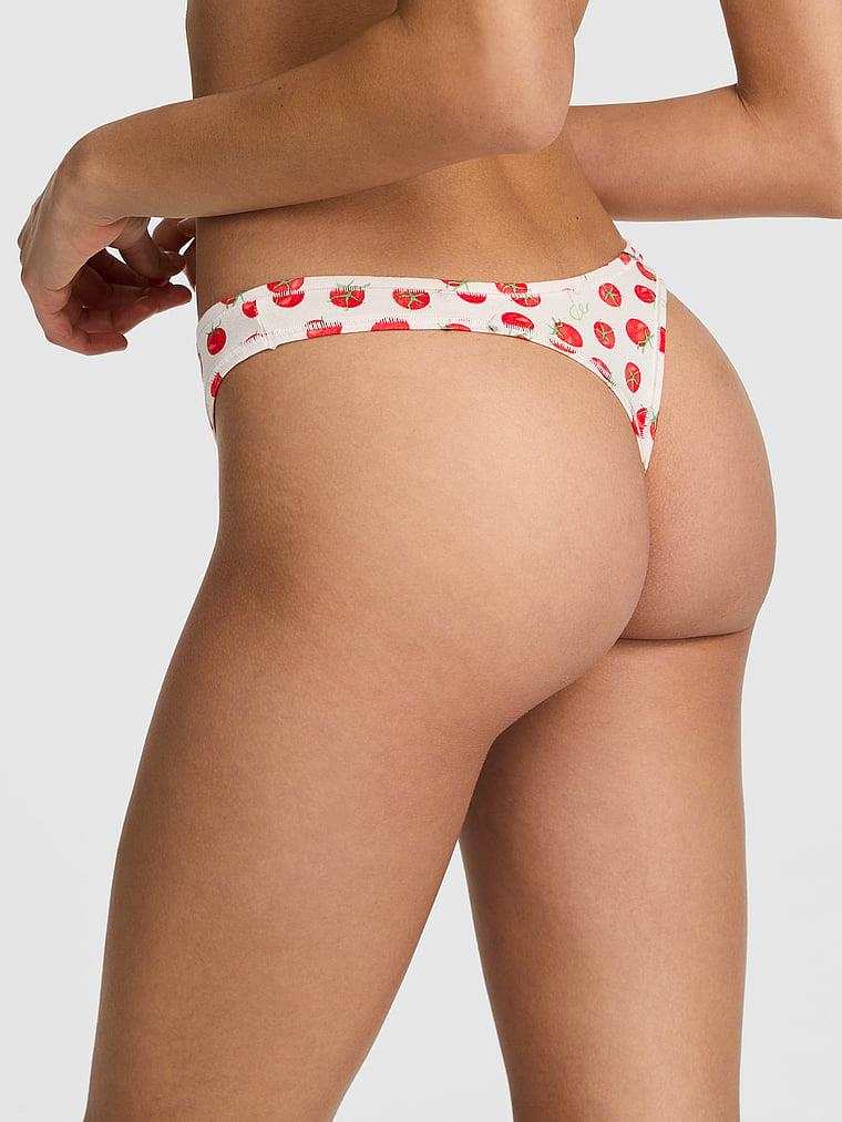 Pink Pamuklu Derin Bacak Kesim Tanga arka görünümü