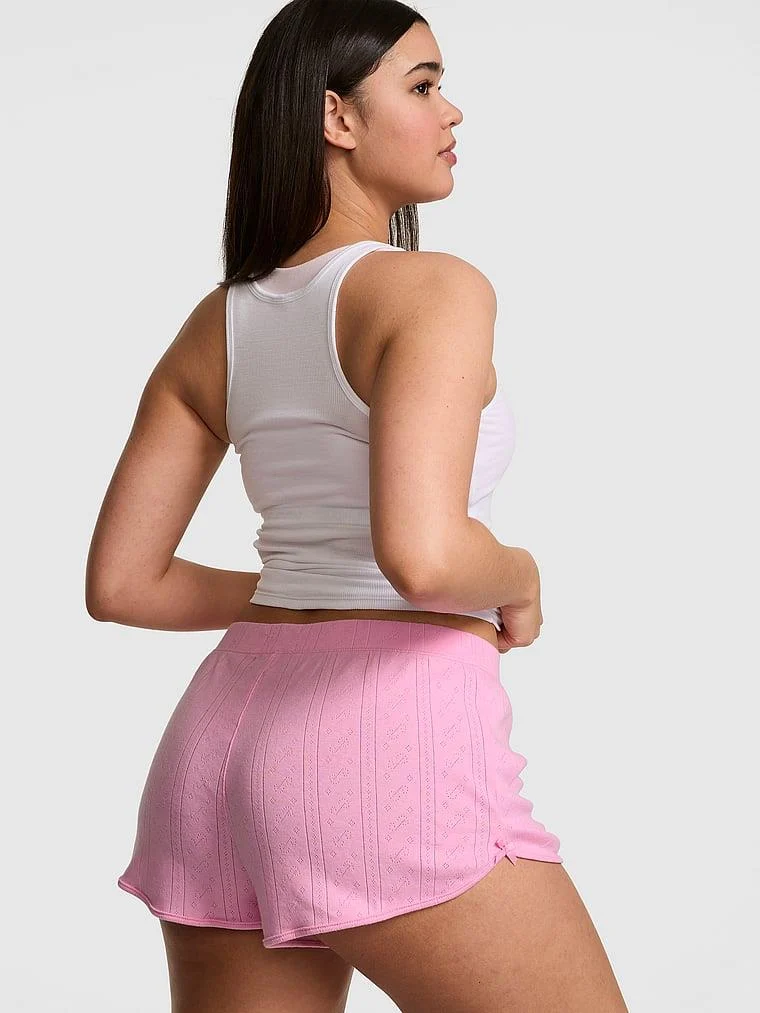 Pink Pointelle Fiyonklu Boxer Sort arka görünüm