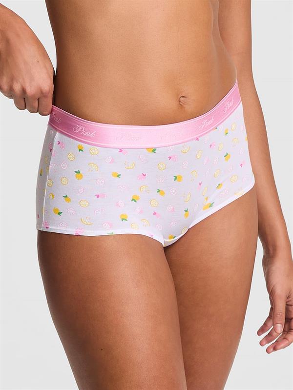 Pink Logolu Pamuklu Boyshort Kulot