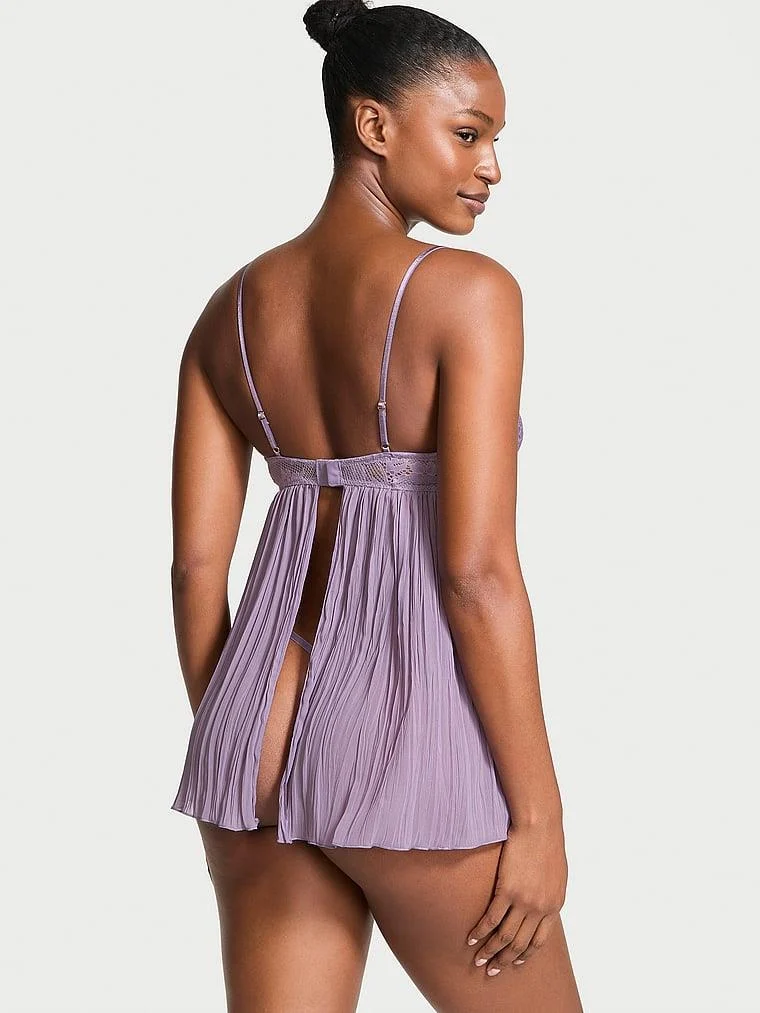 Dantelli Pileli Babydoll arka görünüm
