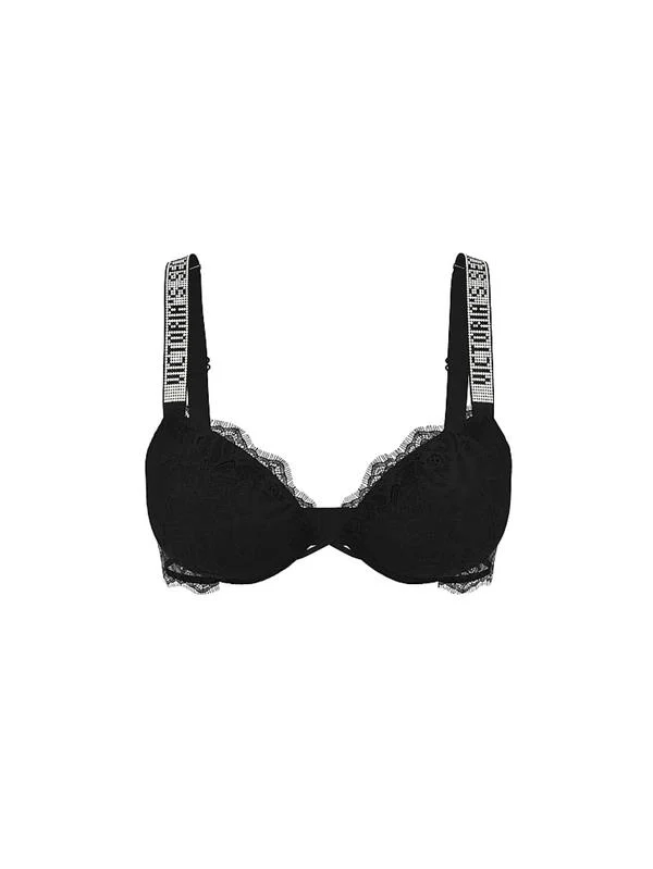 Bombshell Iki Beden Buyuk Gosteren Işıltılı Askili Dantelli Push Up Sütyen