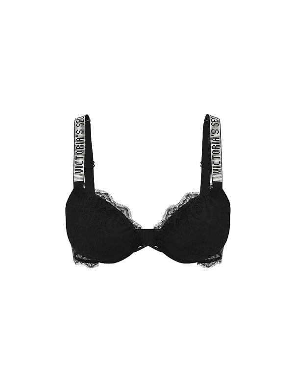 Bombshell Iki Beden Buyuk Gosteren Işıltılı Askili Dantelli Push Up Sütyen